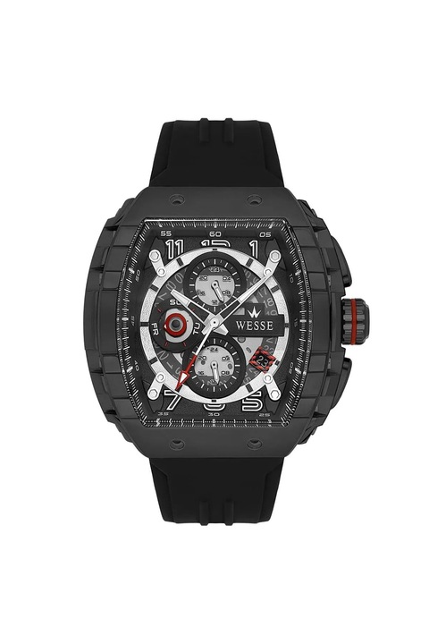 Ceas barbatesc Wesse WWG403104, 43mm, negru, curea silicon, 5ATM