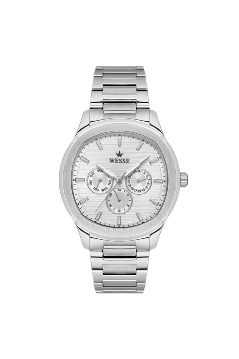 Ceas barbatesc Wesse WWG402901, 44 mm, curea otel, rezistent la apa 5 ATM, argintiu