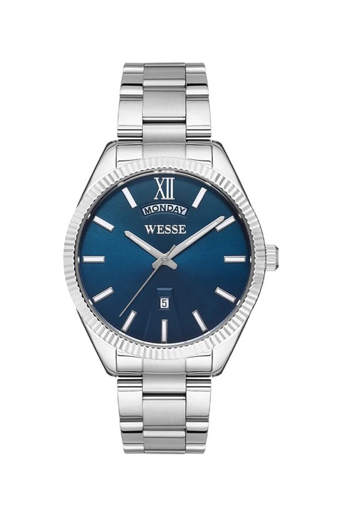 Ceas barbatesc Wesse WWG205502, 42mm, curea otel, cadran albastru, rezistent la apa 5 ATM, argintiu