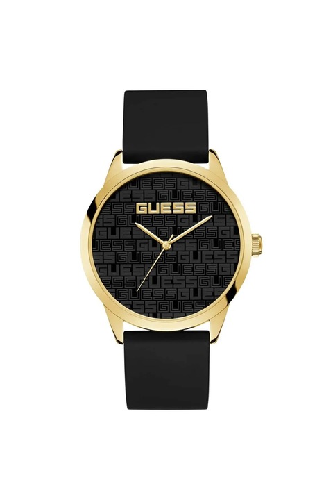 Ceas barbatesc Guess, 44 mm, curea silicon, carcasa otel, negru, 5 ATM