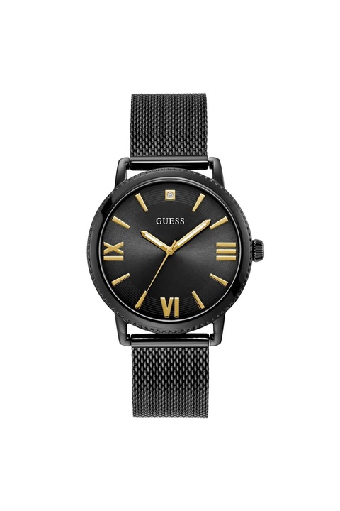 Ceas barbatesc Guess, 42 mm, curea din otel, negru, mecanism quartz, rezistenta la apa 5 ATM