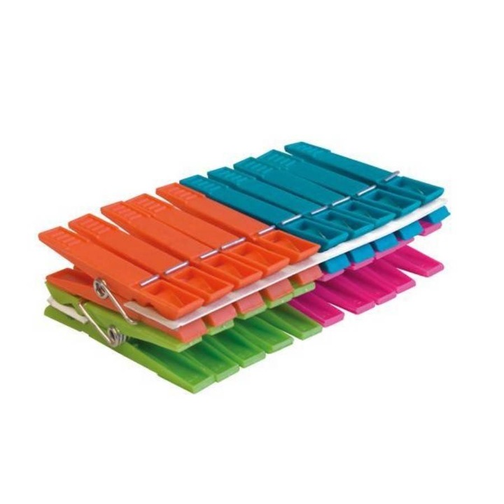 Комплект от 20 щипки за пране, Strend Pro York, пластмасови, различни цветове