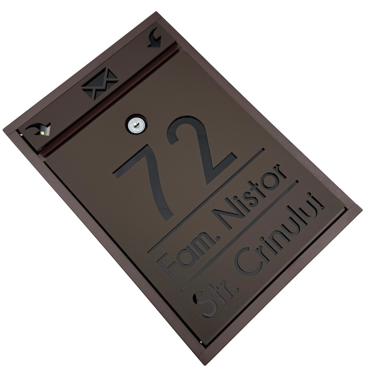 Cutie postala, Maro Satinat, Negru Lucios, 32x22x9cm