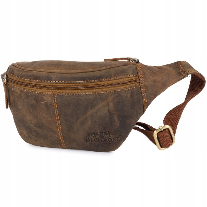 Férfi bőr táska, 3 rekesszel, barna színben, 32x11x8cm