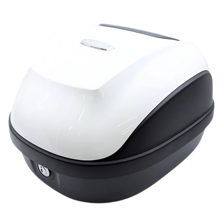 Kit Top Case Spate 32L cu Spatar si Sistem de Prindere, Original Piaggio – Alb Perlat – Compatibil Liberty 50/125/150 (2020-2021)