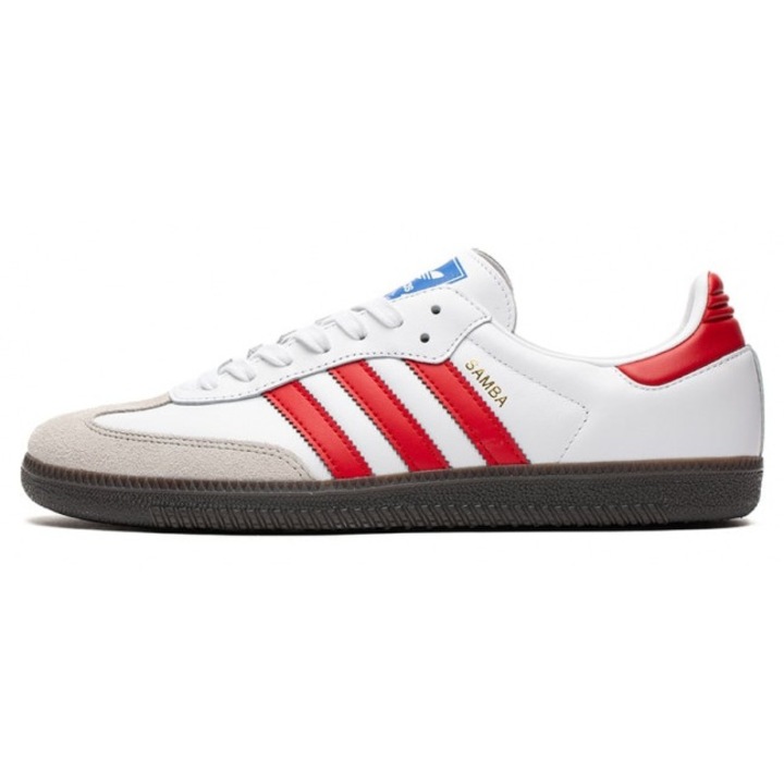 Tenisi dama, adidas, Samba OG, alb, rosu, piele, 37 1/3 EU