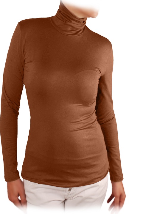 Блуза с висока яка Ivanel - 18478, Светлокафяв