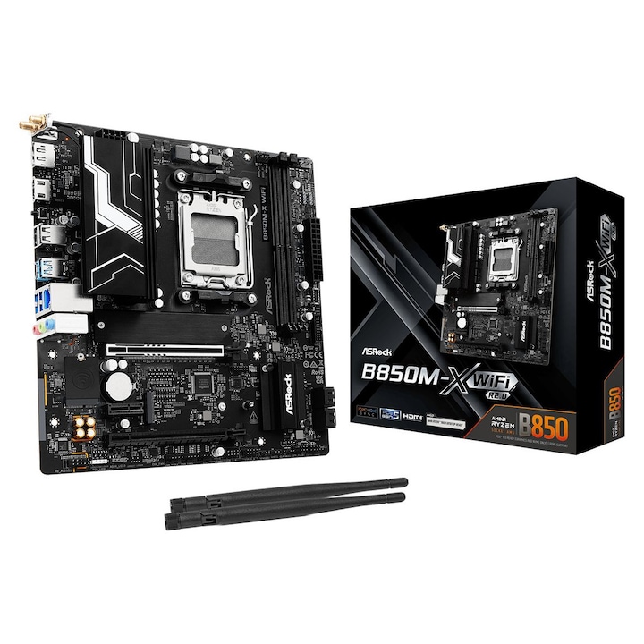 Дънна платка ASRock B850M-X WIFI R2.0, AM5, 2xDDR5, 128GB, Micro-ATX