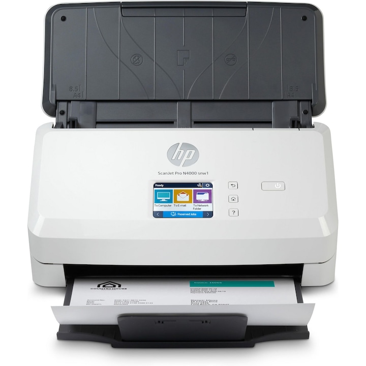 Scanner HP Scanjet Pro N4000, 600x600 DPI, alb-negru, A4
