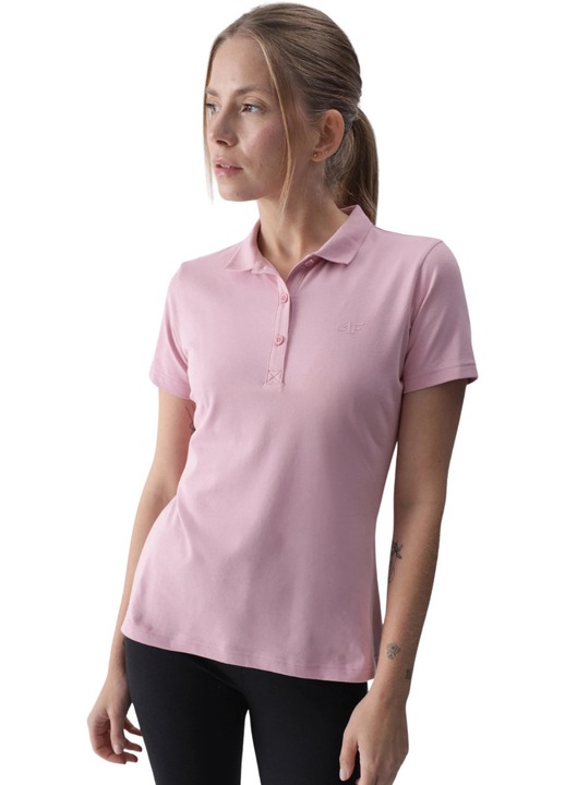Női galléros póló 4F F317, pamut/elasztán, rózsaszín