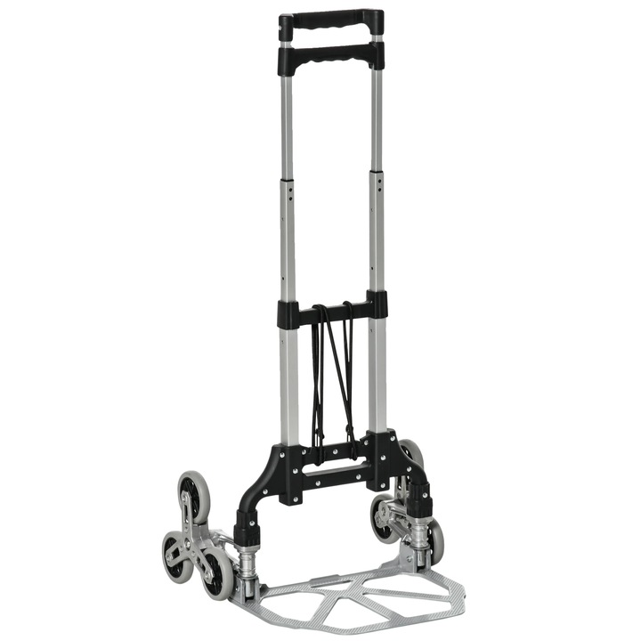 Carucior pliabil pentru transport, capacitate maxima 70 kg, design compact, potrivit pentru scari