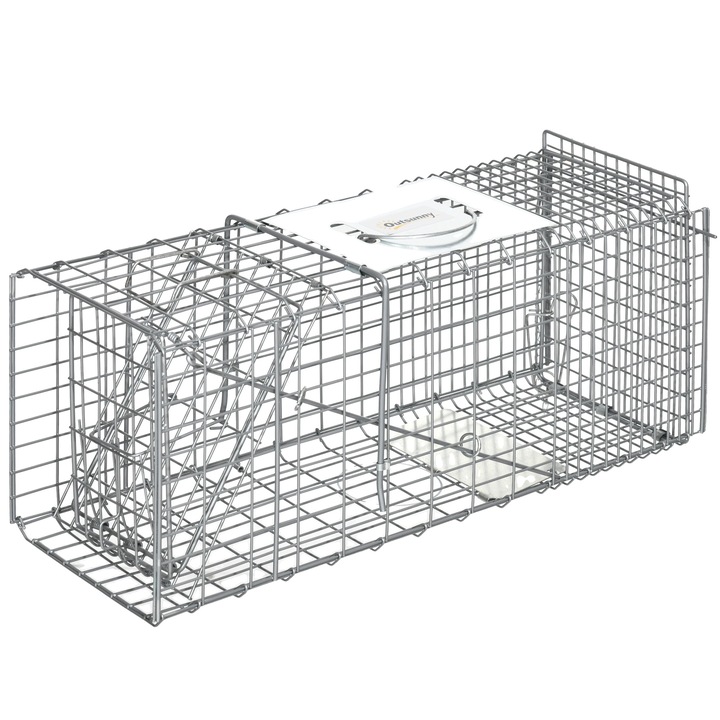 Capcana pentru animale vii, design pliabil, argintie, 66x24x30.5cm