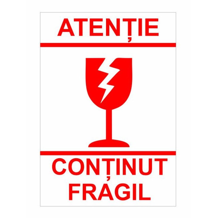 Etichete fragil, set 100 bucati, 7 cm x 5 cm