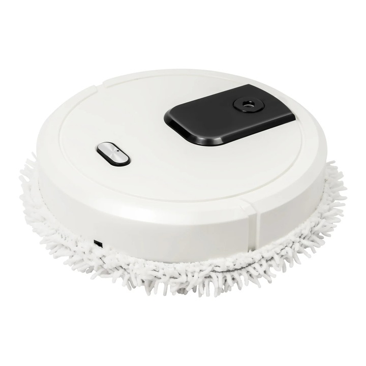 Robot de curatare, Aspirator robot cu mop, Umed si uscat, Functie cu abur, Autonomie 60 min, Baterie 3, 7V, Silentios, Alb