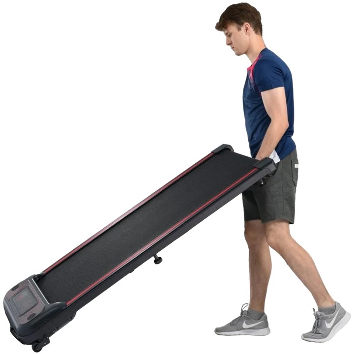 Сгъваема бягаща пътека 1.5 HP, компактна, черна, 128x55x12 см