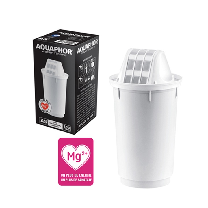 Филтър Aquaphor Модел A5, 350 л, Филтрира/ Омекотява/ Обогатява с магнезиеви йони, 350 л