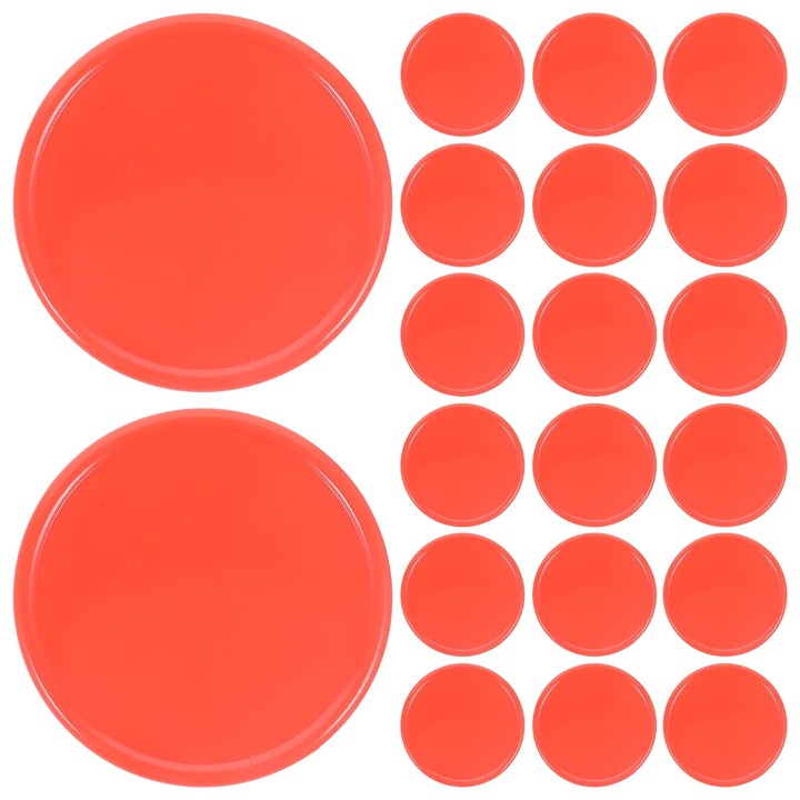 Set 100 chips rotunde YANYXR, plastic, rosu, 3.7x3.7x0.2cm