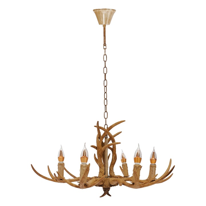 Candelabru Antler, Stil Retro, Inaltime Reglabila, Maro