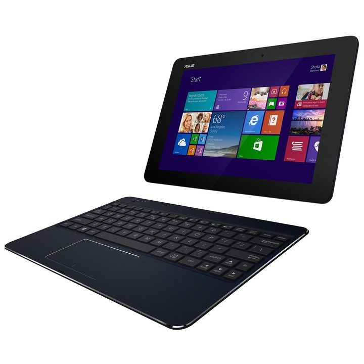 Laptop 2 in 1 ASUS Transformer Book T100CHI cu procesor Intel® Atom™ Quad-Core Z3775 1.46GHz, 10.1", IPS, 2GB, 64GB, Wi-Fi, Bluetooth 4.0, Microsoft Windows 8.1, Docking Keyboard, Black