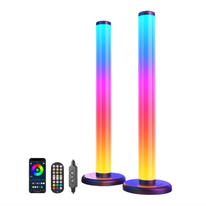 Умни светлинни ленти с 360° RGB светодиоди, амбиентна светлина, дистанционно управление, Bluetooth приложение, светлинни игри, синхронизация на звука, многоцветни