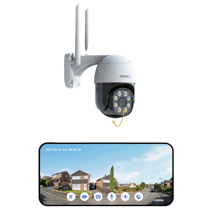 WiFi камера за видеонаблюдение, 4MP, цветно нощно виждане, ъгъл на видимост 70°, монтаж на стена