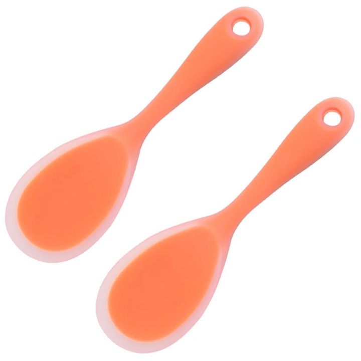 Lingura pentru orez din silicon, non-stick, portocaliu, set 2, 22.3 x 6.8 x 1 cm