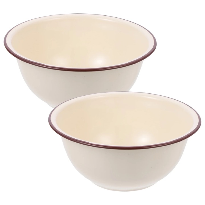 Boluri emailate YANYXR, adanci, albe, 21.5x21.5x10.5cm, set 2 bucati