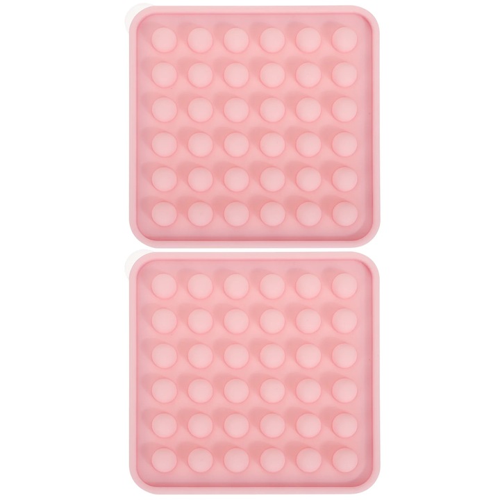Set 2 forme cuburi de gheata mini cu capac, silicon, roz, 10.5x10.5x1.4cm