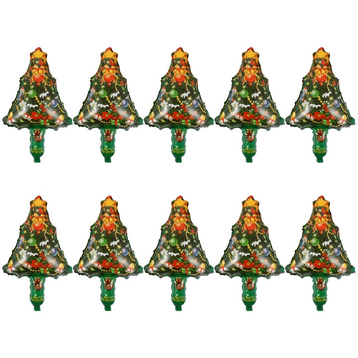 Baloane de Craciun, set 10 buc, folie aluminiu, multicolor, 60x35x0.05cm
