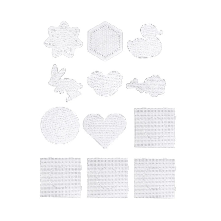Set 12 tavi transparente pentru margele topibile YANYXR, plastic, 14.5x14.5x0.5cm