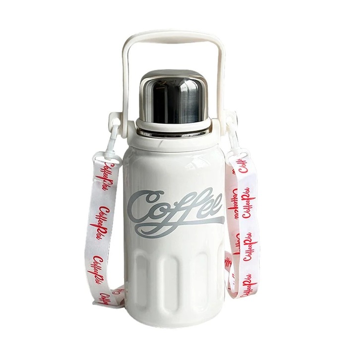 YANYXR rozsdamentes acél termosz, 800ml/1200ml, fehér piros rózsaszín, 9.5x23cm/9.5x26cm
