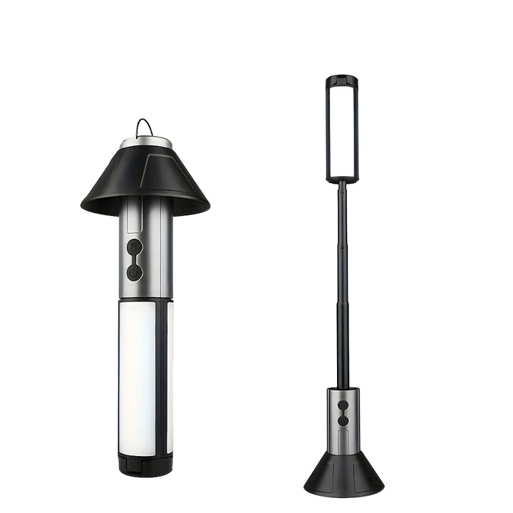 Телескопичен фенер, 3000mAh, зареждане Type-C, регулируем ъгъл на захващане 270, сив, комплект от 1 бр.