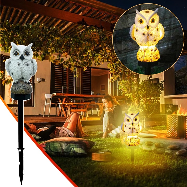 Lampa solara de podea YANYXR бухал смола водоустойчива 12.5x10x19.5cm