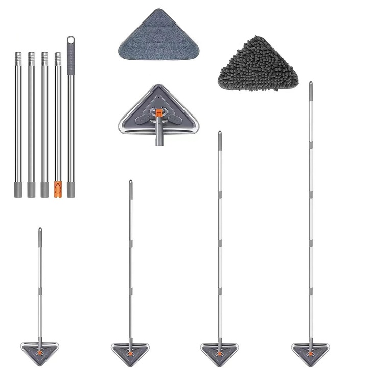 Mop multifunctional YANYXR, rotire 360°, lavete detasabile, gri, 215.9x26.9x1cm