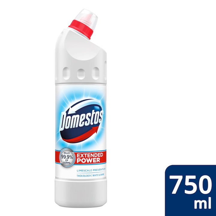 DOMESTOS Extended Power fertőtlenítő hatású folyékony tisztítószer, White & Shine, 750 ml