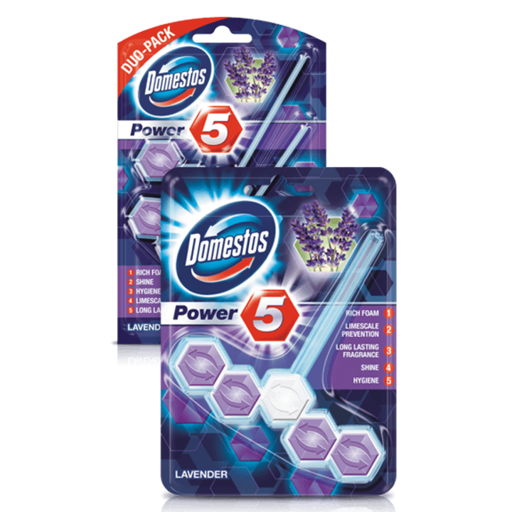 Освежител за тоалетна Domestos Power5 2x55g Лавандула