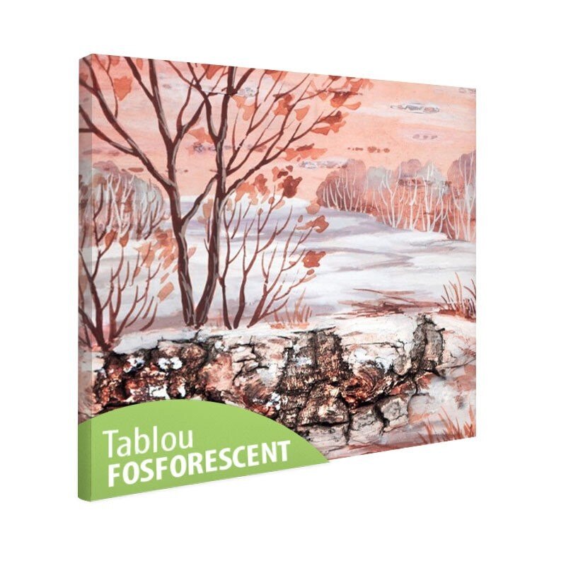 Tablou fosforescent Peisaj de iarna siberiana, 40x40 cm