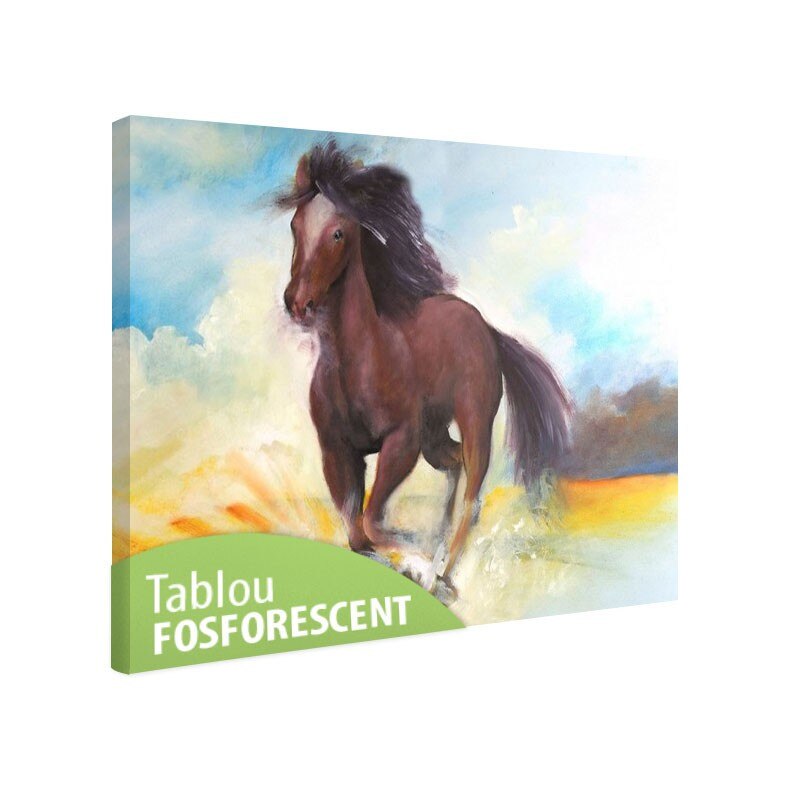 Tablou fosforescent Cal in galop, 120x80 cm