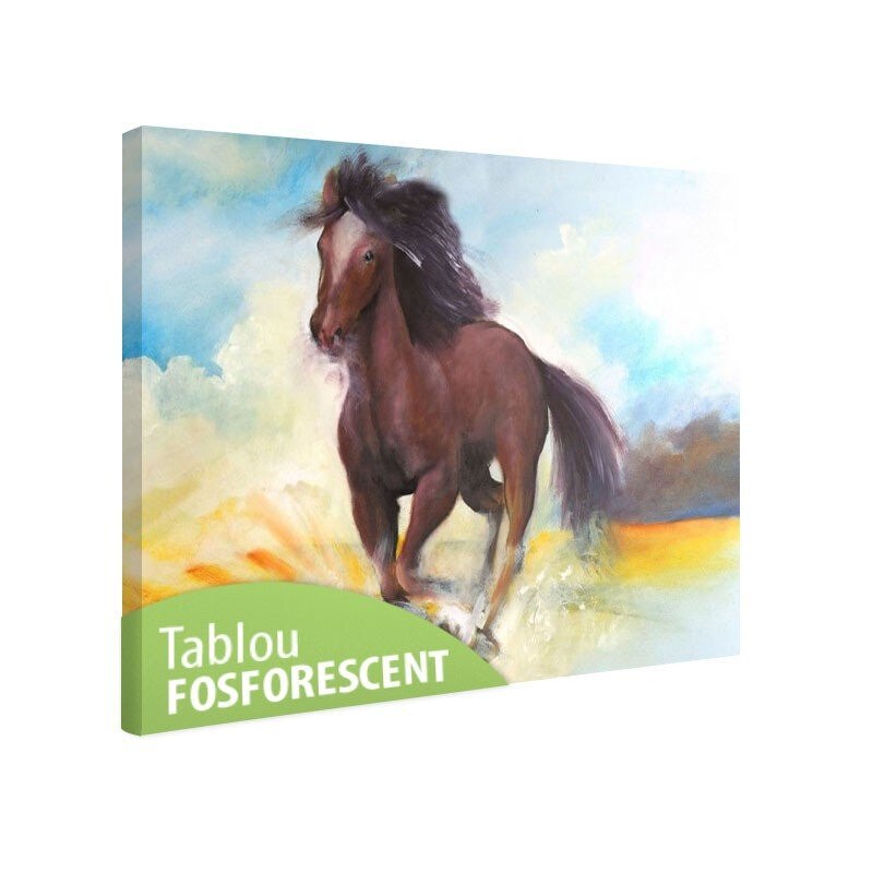 Tablou fosforescent Cal in galop, 90x52 cm