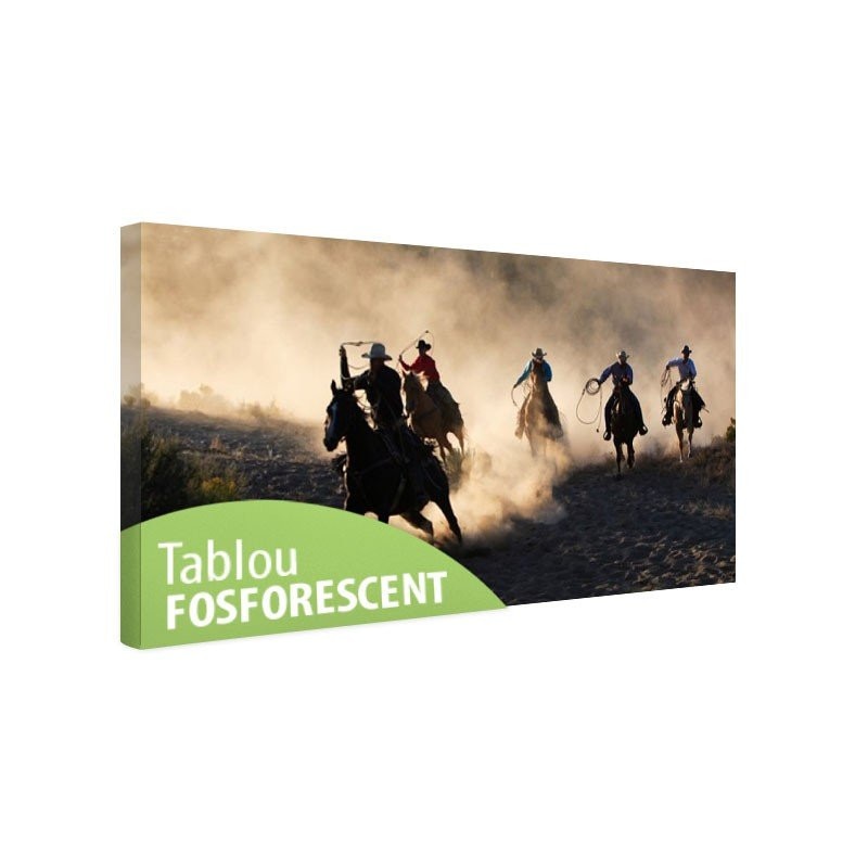 Tablou fosforescent Cowboy western, 120x52 cm