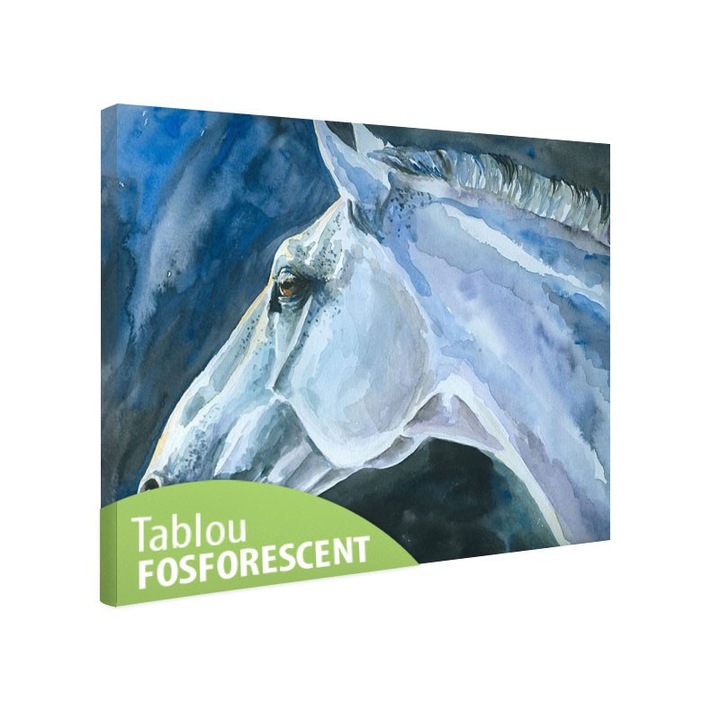 Tablou fosforescent Cal albastru, 120x80 cm