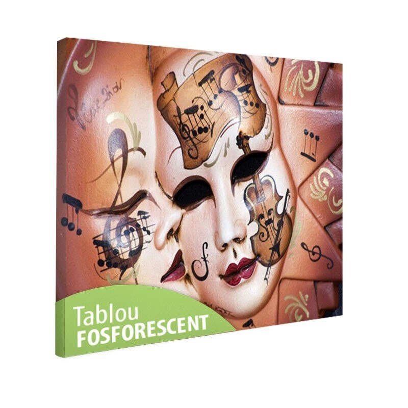 Tablou fosforescent Masti muzicale, 90x52 cm