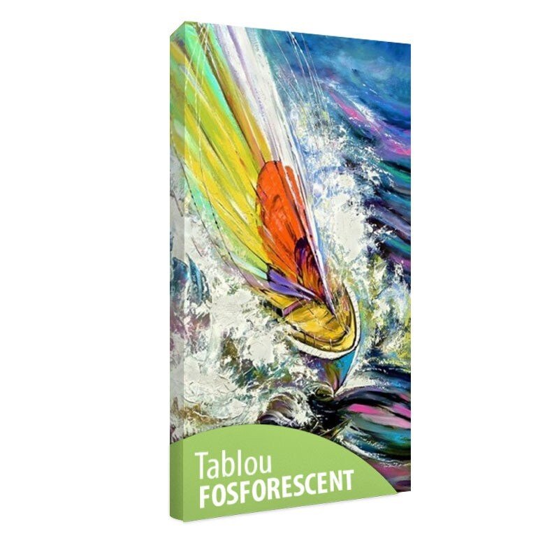 Tablou fosforescent Barca pe valuri, 120x60 cm