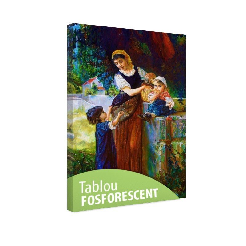 Tablou fosforescent Mama si copiii, 120x80 cm