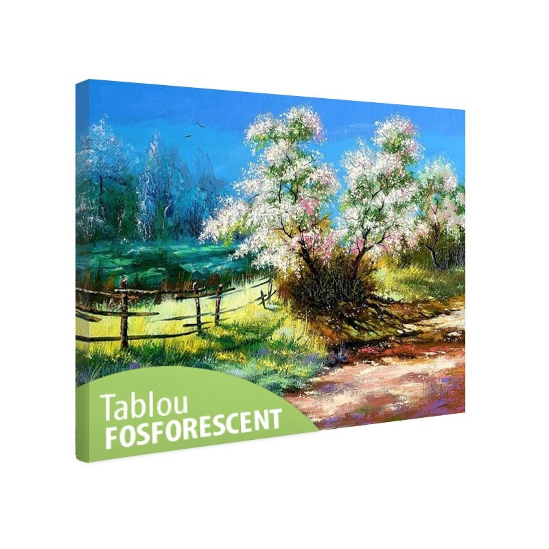 Tablou fosforescent peisaj Copac inflorit 52x90cm