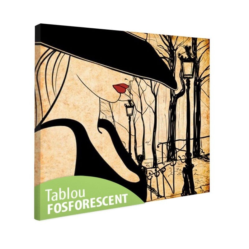 Tablou fosforescent Femeie in Paris 40x40cm