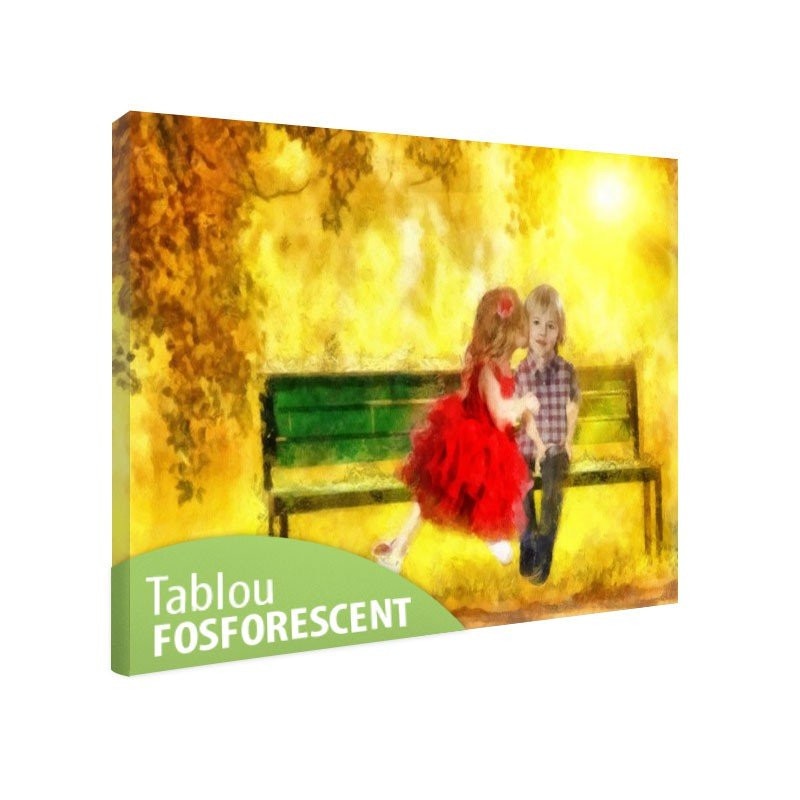 Tablou fosforescent Fetita si baietelul 120x80 cm