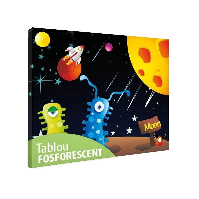 Tablou fosforescent Extraterestrii veseli 40x40 cm