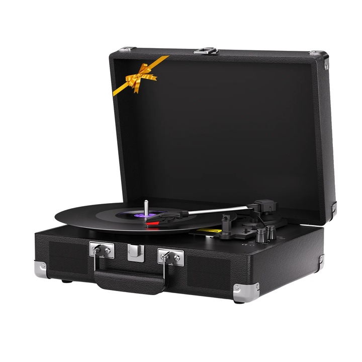 Pick-Up, Vinyl Spinner, 3 viteze, tehnologie anti-vibratie, 2 difuzoare stereo integrate, culoare neagra