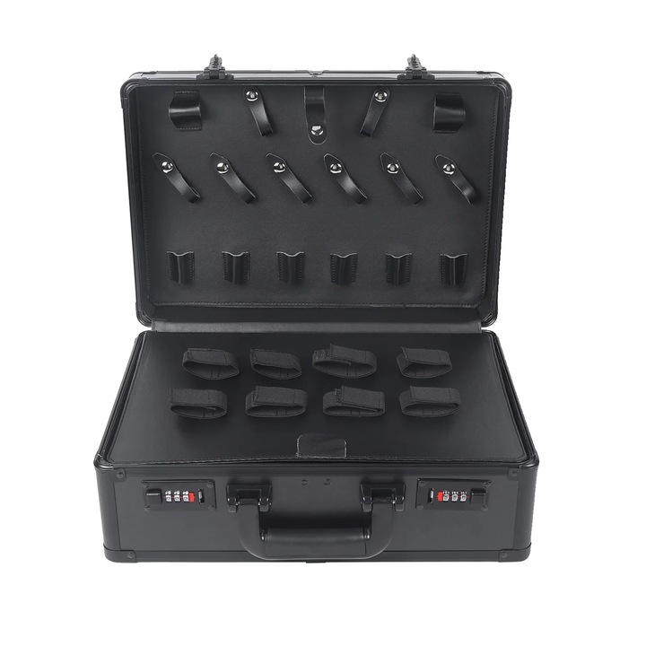 Geanta de transport pentru unelte de frizerie, M, neagra, design compact, dimensiuni 40x28x16cm